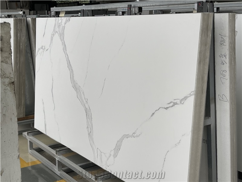 White Sintered Stone Slab  Porcelain Interior Kitchen Design