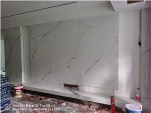 White Sintered Stone Slab  Porcelain Interior Kitchen Design