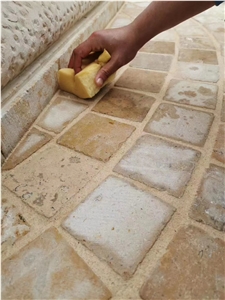 Beige Limestone Tumbled Chiseled French Pattern