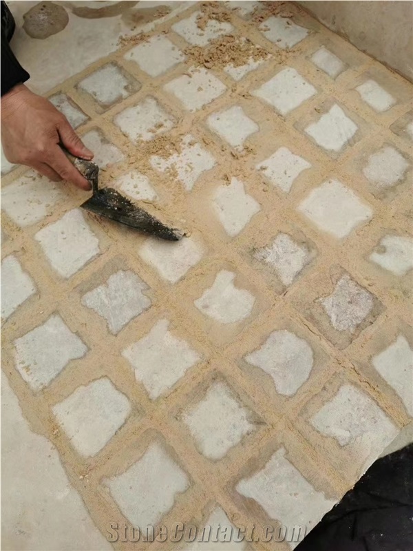 Beige Limestone Tumbled Chiseled French Pattern