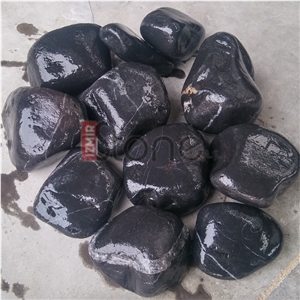 Black Thunder Pebbles With White Vein