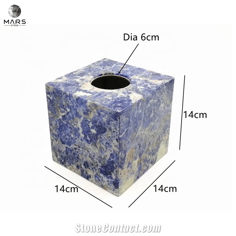 Luxury Blue Granite Stone Paper Napkins Tissue Box