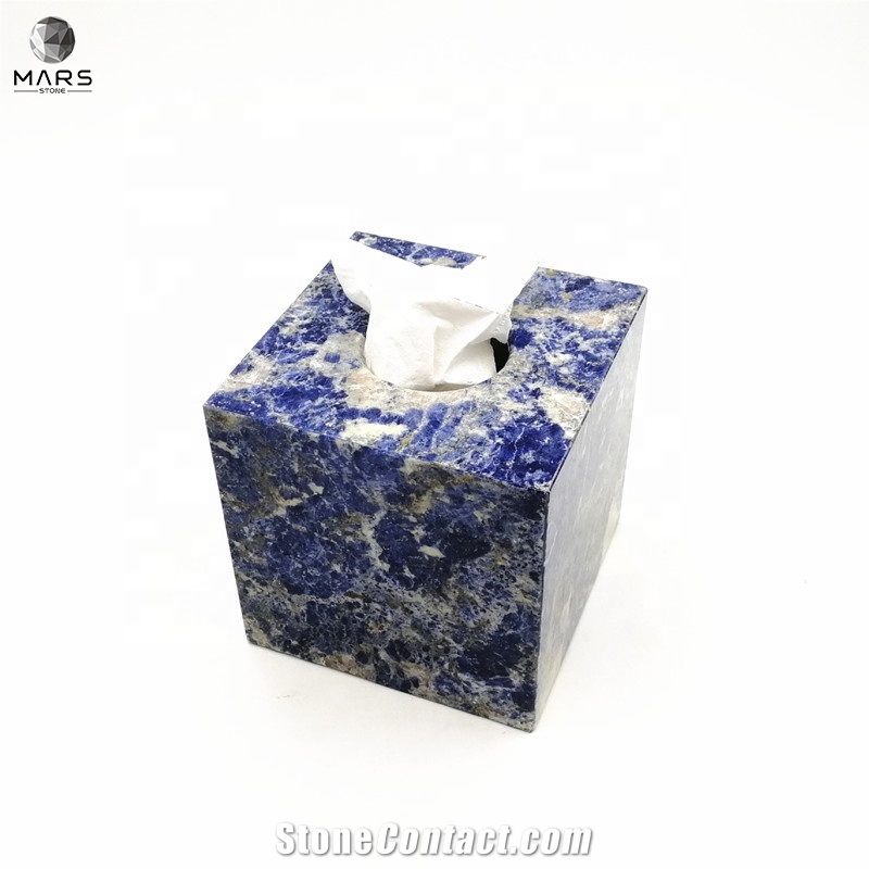 Luxury Blue Granite Stone Paper Napkins Tissue Box