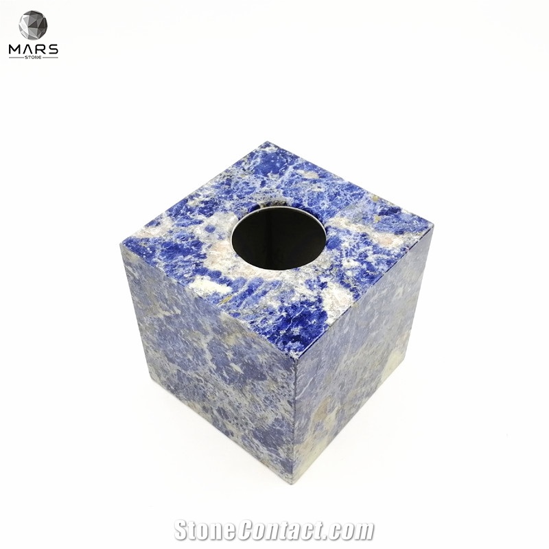 Luxury Blue Granite Stone Paper Napkins Tissue Box