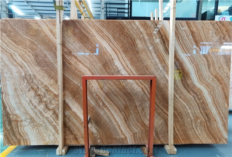 Bookmatch Wood Grain Yellow Onyx Slab