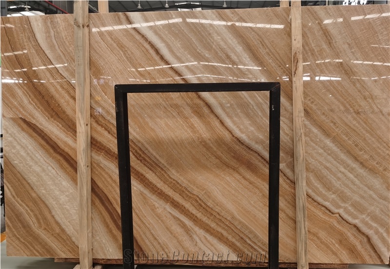 Polished Gold Wood Grain Onyx Slab