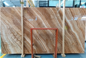 Polished Gold Wood Grain Onyx Slab