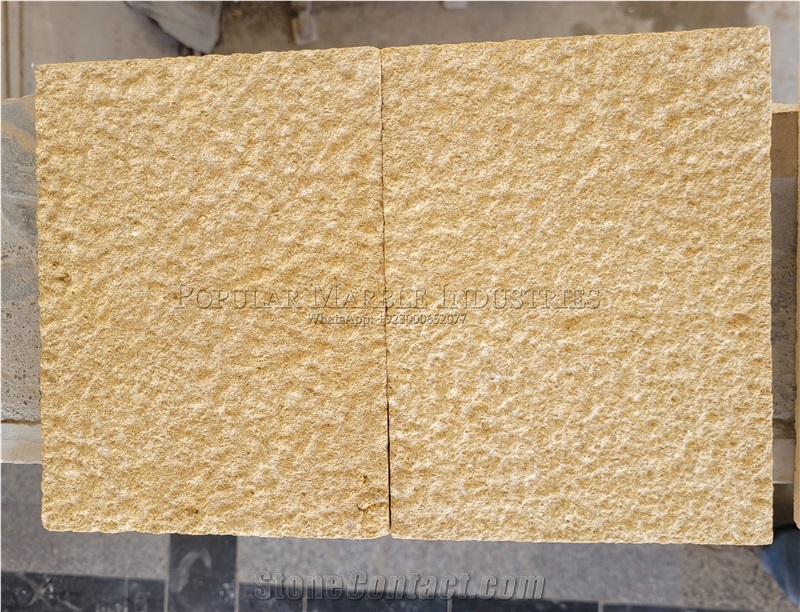 Yellow Limestone For Exterior Wall Cladding Bush Hammered