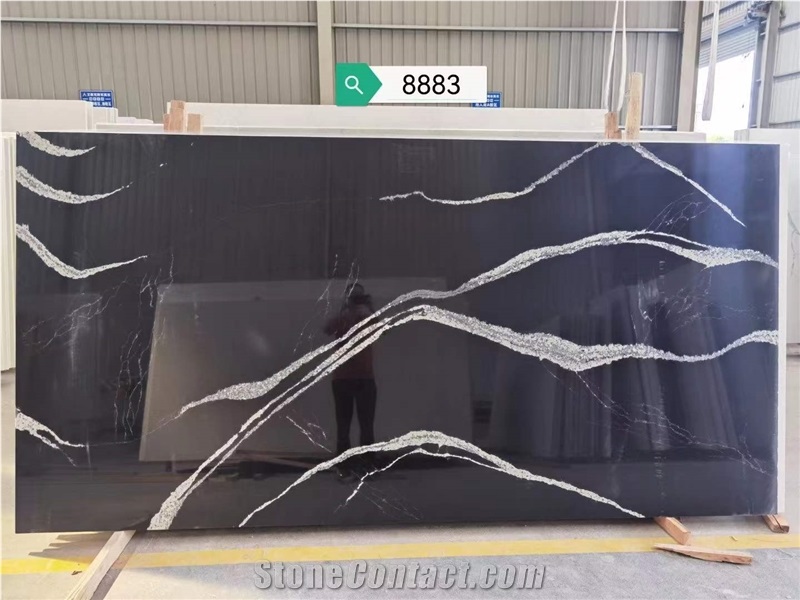 Artificial Calacatta Black With Vein Slabs&Tiles