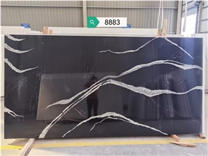 Artificial Calacatta Black With Vein Slabs&Tiles
