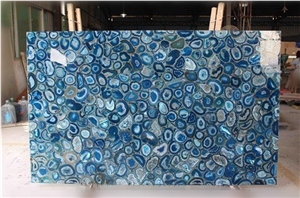 Blue Bubble Agate Semiprecious Stone Slabs For Countertops