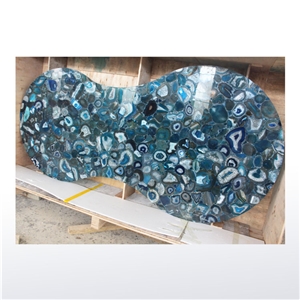 Blue Bubble Agate Semiprecious Stone Slabs For Countertops