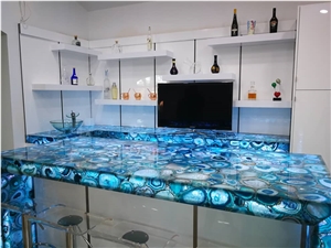 Blue Bubble Agate Semiprecious Stone Slabs For Countertops