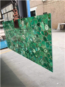 Green Agate Semiprecious Stone Backlit Slabs For Countertop/Wall