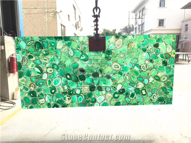 Green Agate Semiprecious Stone Backlit Slabs For Countertop/Wall