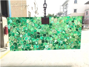 Green Agate Semiprecious Stone Backlit Slabs For Countertop/Wall