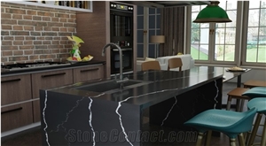 Manmade Nero Marquina Artificial Marble Stone Countertop