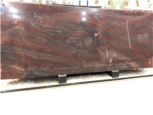 Brazil Iron Red Polished Slab For Kitchen Top