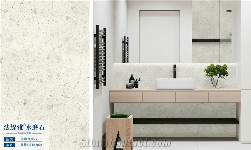 Recycle White Terrazzo Slab Tile Artificial Stone Outdoor