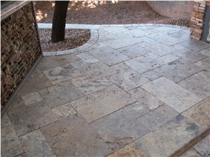 Commercial 1 Travertine Tumbled French Pattern Pavers