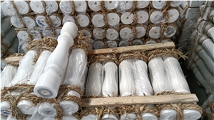 White Marble Round Handrail Railing Balcony Baluster
