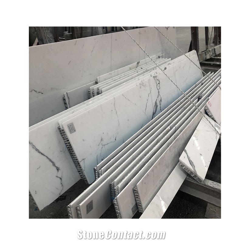 Aluminium Honeycomb Calacatta White Laminated Marble