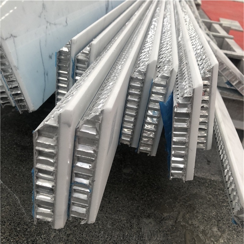 Aluminium Honeycomb Calacatta White Laminated Marble