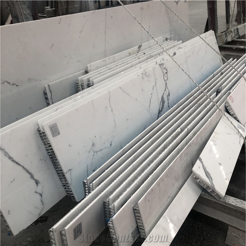 Aluminium Honeycomb Calacatta White Laminated Marble