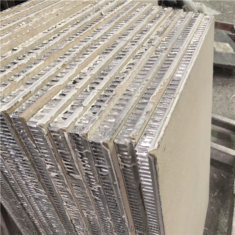 Beige Limestone Wall Cladding Panels, Honeycomb Stone Panel,Honeycomb Backed Stone Slab Composite Honeycomb
