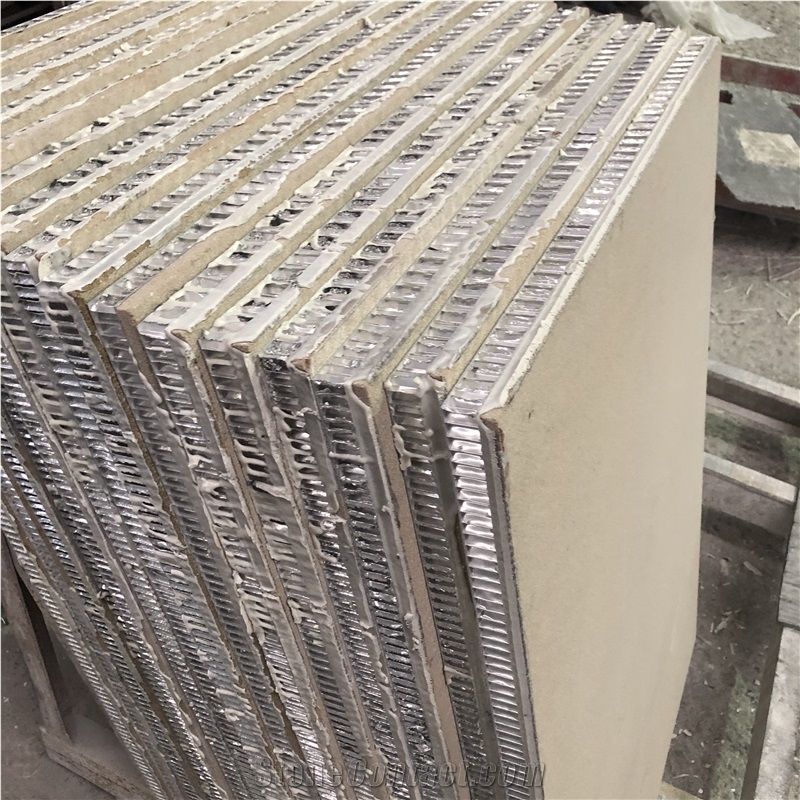 Beige Limestone Wall Cladding Panels, Honeycomb Stone Panel,Honeycomb Backed Stone Slab Composite Honeycomb