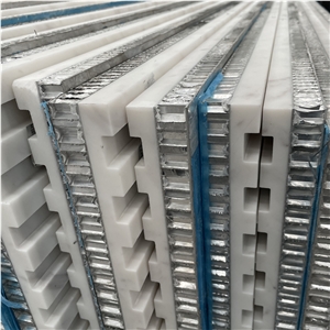 Calacatta White Marble Honeycomb Panels Groove Face