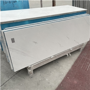 Calacatta White Marble Honeycomb Panels Groove Face