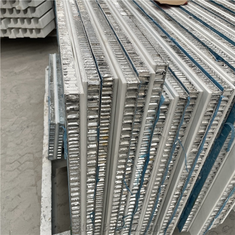 Calacatta White Marble Honeycomb Panels Groove Face