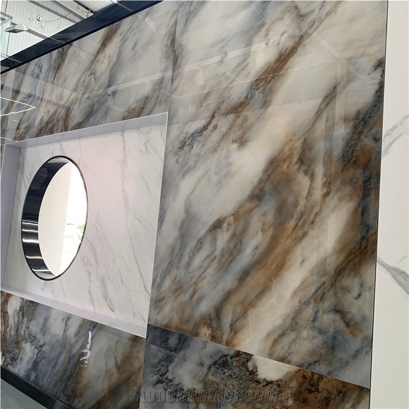 Luxury Stone Yellow Sintered Stone Slabs For Background Wall