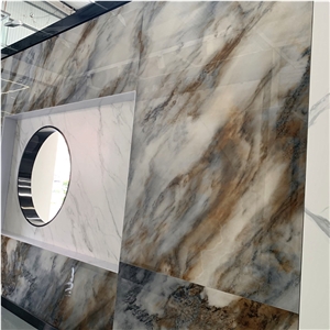 Luxury Stone Yellow Sintered Stone Slabs For Background Wall