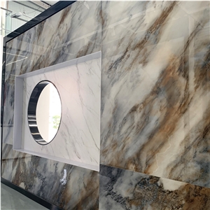 Luxury Stone Yellow Sintered Stone Slabs For Background Wall