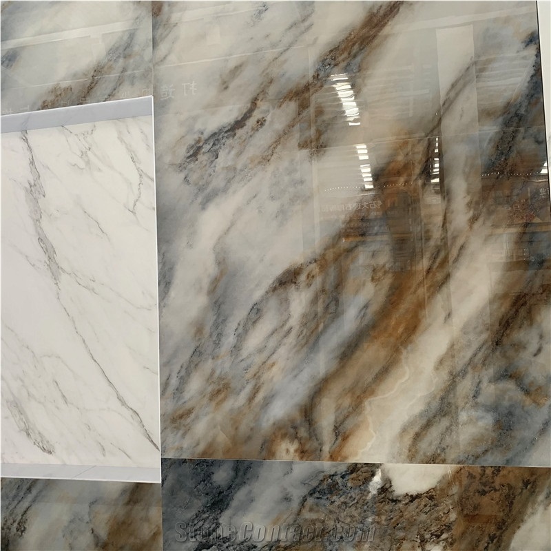 Luxury Stone Yellow Sintered Stone Slabs For Background Wall
