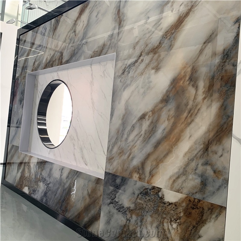 Luxury Stone Yellow Sintered Stone Slabs For Background Wall