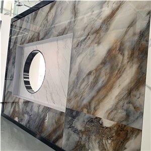 Luxury Stone Yellow Sintered Stone Slabs For Background Wall