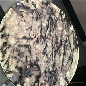 Backlit Luxury Natural Granite Round Coffee Table For Hotel