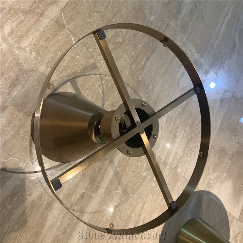 Backlit Luxury Natural Granite Round Coffee Table For Hotel