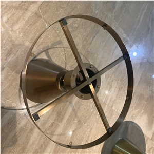 Backlit Luxury Natural Granite Round Coffee Table For Hotel