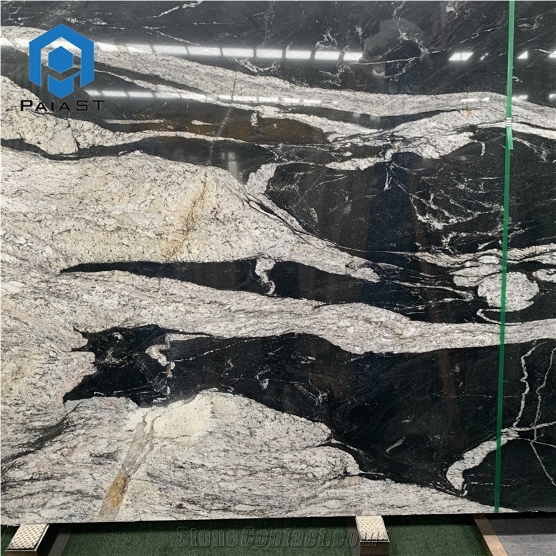 Brazil Black Quartzite With White Veins Slabs For Countertop