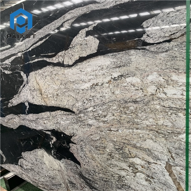 Brazil Black Quartzite With White Veins Slabs For Countertop