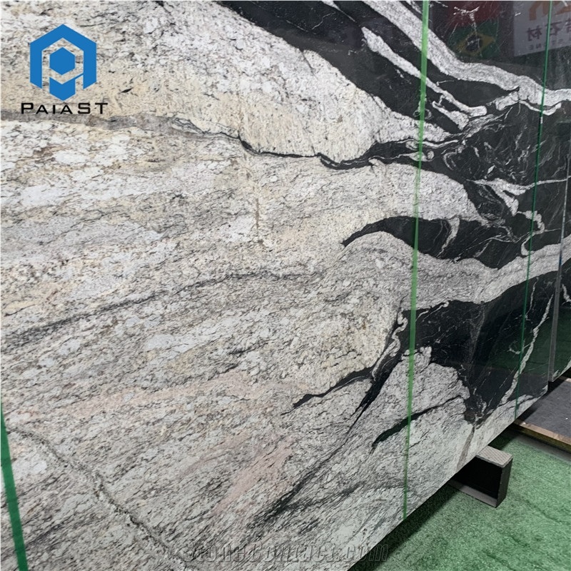 Brazil Black Quartzite With White Veins Slabs For Countertop