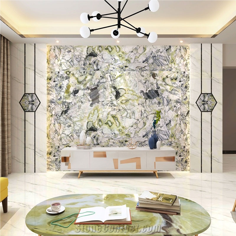 China Primavera Lux Beauty Calacatta Verde Colorful Marble