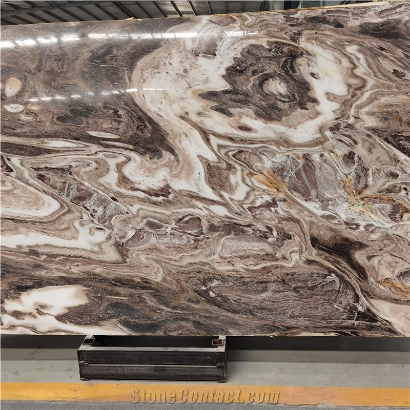 Louvre Milly Brown Marble Slab For Luxury Interior Design