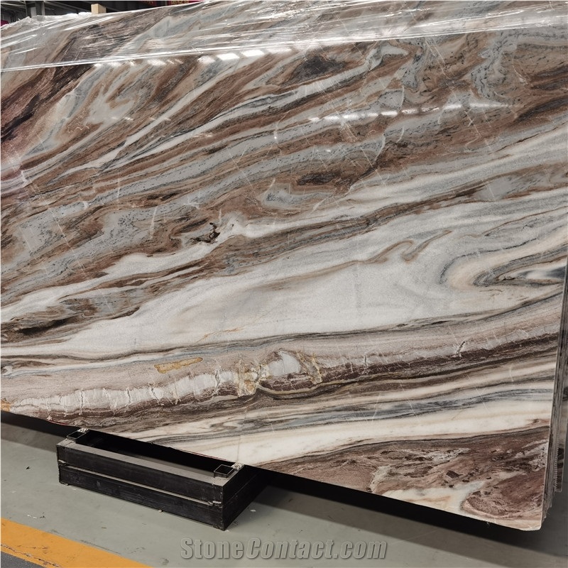 Louvre Milly Brown Marble Slab For Luxury Interior Design