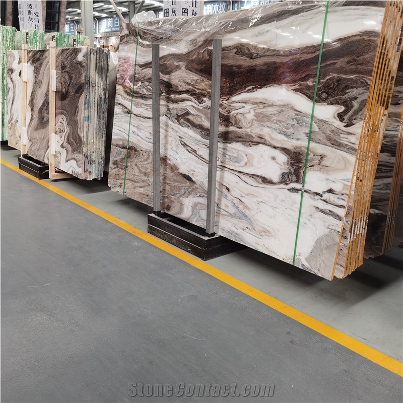 Louvre Milly Brown Marble Slab For Luxury Interior Design