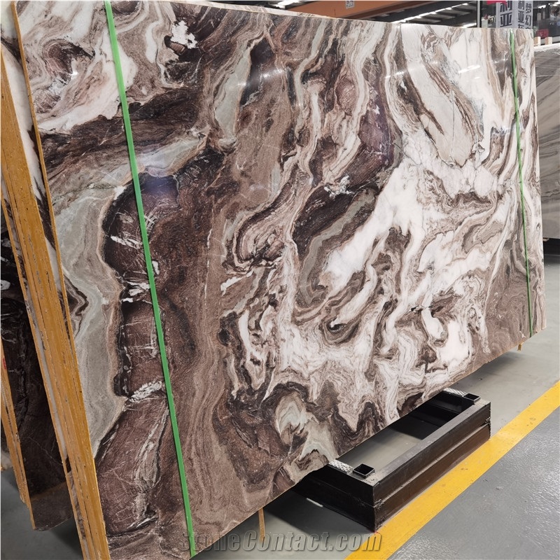 Louvre Milly Brown Marble Slab For Luxury Interior Design